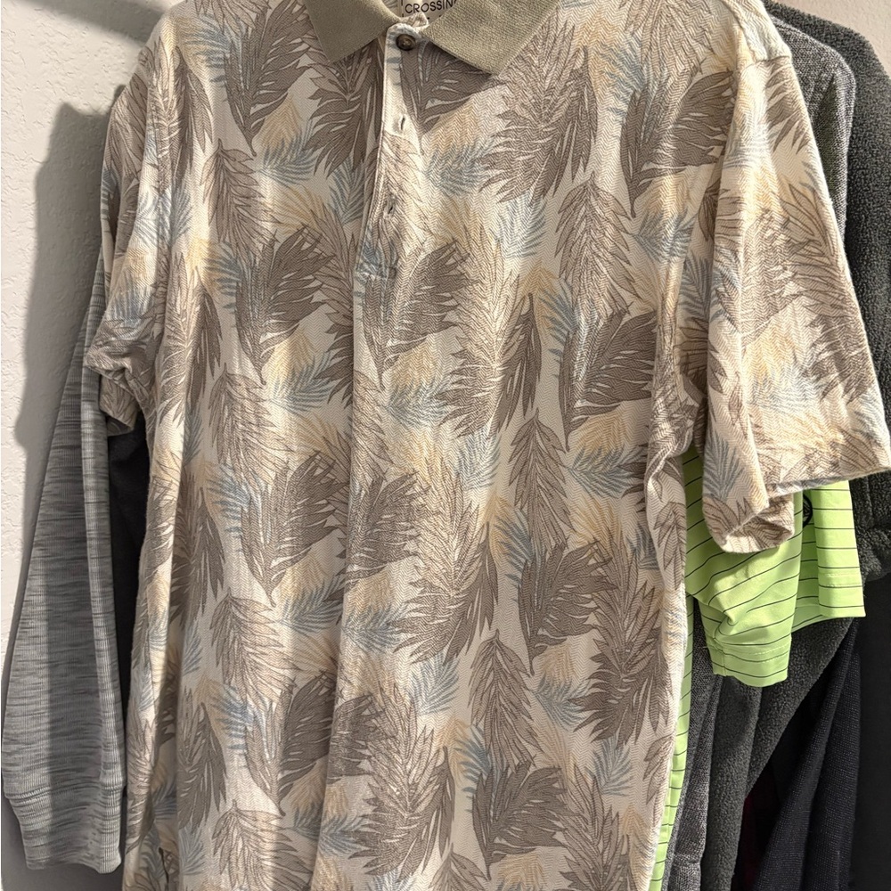 Men's Vintage Leaf Pattern Polo Shirt